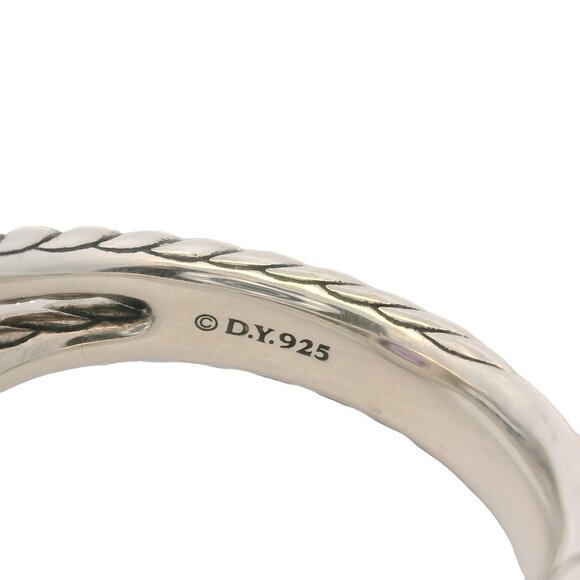 David Yurman 925 Sterling Silver Petite Amethyst Albion Ring Diamond Halo Size 7 - Picture 5 of 6